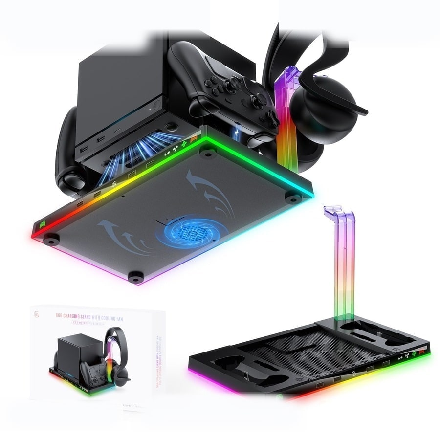 Steam Machine RGB Cooling Stand with Controller Charging sanitized image 2