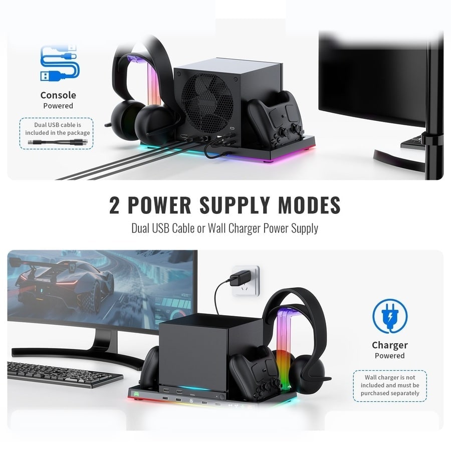 Steam Machine RGB Cooling Stand with Controller Charging sanitized image 5
